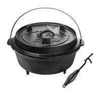 Overmont 8.8L/ 9Quart All-Round Dutch Oven Dual Function Lid Griddle | with Lid Lifter Camping Pre Seasoned Cast Iron Pot