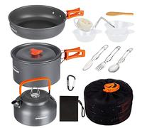 OVERMONT Camping Cookware Set Outdoor Cooking Kettle Mess Kit Pots Pans Ultralight Portable for Backpacking Hiking Picnic Fishing Mountaineering
