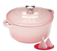 Overmont Enameled Cast Iron Saucepan - Non-Stick Dutch Oven With Lid - Diameter 24 Cm Round Cocotte For Suitable Hobs And