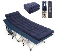 OVERMONT Folding Camping Bed with Mattress - 550LBS Support - Extra Wide 28in - Heavy Duty Sleeping Beds with Carry Bag - Upgrade 2400D Oxford Cloth Portable for Home, Office, Beach and Camping