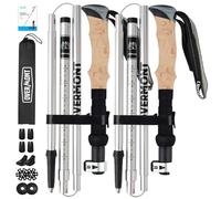 Overmont Hiking Poles Foldable Aluminium Ultralight - Adjustable 105-125 cm Trekking Poles - Nordic Walking Poles 1 Pair with All-Terrain Accessories Grey