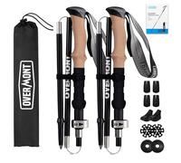 Overmont Hiking Poles Foldable Aluminium Ultralight - Adjustable 105-125 cm Trekking Poles - Nordic Walking Poles 1 Pair with All-Terrain Accessories Black