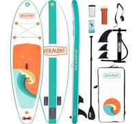 Overmont Inflatable Stand Up Paddle Board 10′6″ x 33″ x 6″ - Stable Heavy-Duty SUP for Beginners & Adults, Includes Oar, Fins, Pump & Carry Bag - Portable, Non-Slip Deck for Lakes, Beach, Rivers