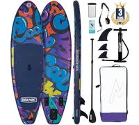 Overmont Inflatable Stand Up Paddle Board 10′6″ x 33″ x 6″ - Stable Heavy-Duty SUP for Beginners & Adults, Includes Oar, Fins, Pump & Carry Bag - Portable, Non-Slip Deck for Lakes, Beach, Rivers