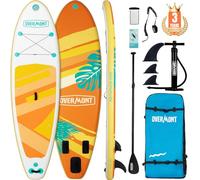 Overmont Inflatable Stand Up Paddle Board 10′6″ x 33″ x 6″ - Stable Heavy-Duty SUP for Beginners & Adults, Includes Oar, Fins, Pump & Carry Bag - Portable, Non-Slip Deck for Lakes, Beach, Rivers