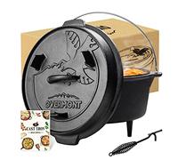 OVERMONT 5.7L/6 Quart(Pot body+lid) All-Round Dutch Oven Dual Function Lid Griddle with Lid Lifter Camping Pre Seasoned Cast Iron Pot