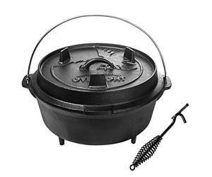 Overmont Overmont 8.8L/ 9Quart All-Round Dutch Oven Dual Function Lid Griddle with Lid Lifter Camping Pre Seasoned Cast Iron Pot