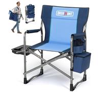 OVERMONT Oversize Directors Camping Chairs for Adults - 180kg Heavy-Duty Folding Outdoor Chairs with Foldable Side Table & Cooler Bag for Outside Festival BBQ Beach Picnic Fish