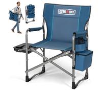 OVERMONT Oversize Directors Camping Chairs for Adults - 180kg Heavy-Duty Folding Outdoor Chairs with Foldable Side Table & Cooler Bag for Outside Festival BBQ Beach Picnic Fish