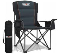 OVERMONT Oversized Camping Folding Chair for Adults with Side Pocket & Carry Bag-Heavy Duty Steel Frame Support 204kg with High Back & Cup Holder Comfy for Garden Picnic Beach