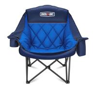 OVERMONT Oversized XL Camping Folding Chair for Adults - 450lbs Support Heavy-Duty Padded Folding Chair with Side Pocket Cup Holder for Outdoor Sports Garden Beach Fishing Lawn Black