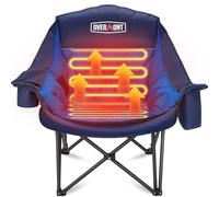 OVERMONT Oversized XL Heating Camping Folding Chair for Adults - 450lbs Support Heavy-Duty Padded Folding Chair with Side Pocket Cup Holder for Outdoor Sports Garden Beach Fishing Lawn Blue