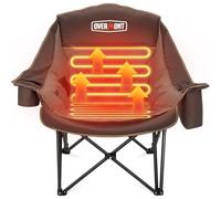 OVERMONT Oversized XL Heating Camping Folding Chair for Adults - 450lbs Support Heavy-Duty Padded Folding Chair with Side Pocket Cup Holder for Outdoor Sports Garden Beach Fishing Lawn Khaki