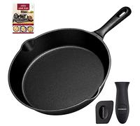 OVERMONT Pre-Seasoned Cast Iron Pot Skillet/ (9.6Inch-24.5cm) /Frying Pans/Oven Safe Cookware for Stove/Barbecue/Campfire Cooking/Black
