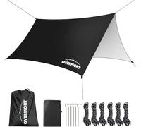 Overmont Rain Fly Tent Tarp - 3m x 3m, Lightweight Waterproof Hammock Camping Tarp for Protection Against Sun, Snow and Outdoor Travel Beach, Black