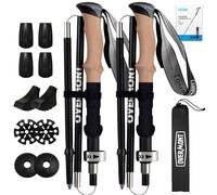 Overmont Walking Poles - 2pcs Collapsible Ultralight Aluminum Walking Sticks for Women Men Seniors with EVA Cork Handle,Trekking Poles Foldable, For Hiking, Camping, Mountaining, Backpacking Black