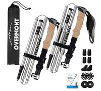Overmont Walking Poles - 2pcs Collapsible Ultralight Aluminum Walking Sticks for Women Men Seniors with EVA Cork Handle,Trekking Poles Foldable, For Hiking, Camping, Mountaining, Backpacking Silver