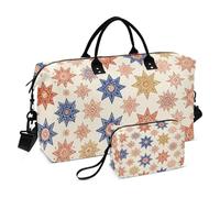Overnight Bag Set 2 Pack Ultrasonic Quilted Multi Pockets Versatile Business Trip Boho Mandalas