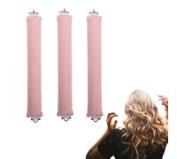 Overnight Curlers, Pack of 3, Curls Without Heat for Sleeping for Large Waves, Heatless Curls Band for Medium Length Hair, Flexi Rods with Hooks (Pink, F)
