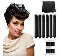 Overnight Hair Curlers Heatless Curls - 6 Pcs No Heat Blowout Curling Rods to Sleep In with Satin Hair Scarf