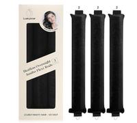 Overnight Heatless Hair Curler Blowout Rods Satin Flexi Rods for Heatless Overnight Jumbo Curls, No-Heat Styling Tools for All Hair Types, 3pcs Black