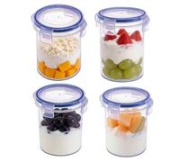 Overnight Oats Container with Lids,16 oz BPA-Free Plastic Jars,Oatmeal Container to go,Portable Cereal and Milk Container,Snap Lock Storage Jars with Airtight Lids,Microwave & Dishwasher Safe (4pcs)