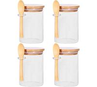 Overnight Oats Containers with Lids 16 Ounce Glass Meal Prep Jars Set of 4 Oatmeal Cups Storage Containers for Coffee Station Glass Lunch Containers with Lids Perfect for Meal Prep and Pudding Jars
