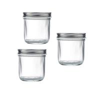 Overnight Oats Jar Container set: 330ML Glass Small Dry Food Storage Dispenser Set Wide Mouth Mason Jars Leakproof Food Storage Containers 3PC(Mini)