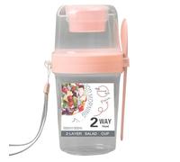 Overnight Oats Jar - Reusable Travel Snack Container With Topping Compartment, Meal Cup Containers With Lid | Fruit Salad Storage Jar For Yogurt Cereal Vegetable, Oatmeal For Work School