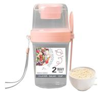 Overnight Oats Jar - Reusable Travel Snack Container With Topping Compartment | Yoghurt Pot | Meal Cup Storage Container Suitable For Breakfast On-the-Go, Meal Prep & Portion Control