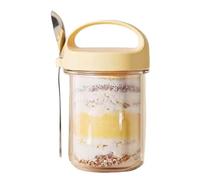 Overnight Oats Jars Oatmeal Cup, Breakfast Jar with Lid Spoon, Reusable Leak-Proof Yogurt Pots Salad Cereal Milk Porridge Fruit Container for Snacking and Meals