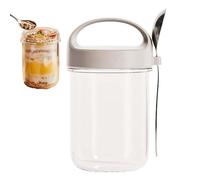 Overnight Oats Jars Oatmeal Cup, Breakfast Jar with Lid Spoon, Reusable Leak-Proof Yogurt Pots Salad Cereal Milk Porridge Fruit Container for Snacking and Meals