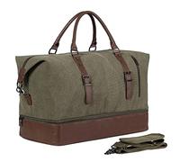 Overnight Travel Duffel Bag, Canvas Leather Oversized Weekender Bag Large Carry On Bag Travel Bag for Men or Women, [C] Green, Fashion