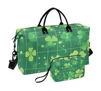 Overnight Travel Duffel Bag St. Patrick's Day Lucky Green Clover Weekender Duffel Bag Travel Tote Gym Bag with Adjustable Strap for Travel Foldable, St. Patrick's Day lucky Green clover143, Set Of 2,