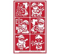 Over'N'Over Reusable Glass Etching Stencils - Durable Self-Stick Designs for Glass, Mirrors, and Ceramics with Armour Etch Cream - 5” x 8” Stencil Sheet - Santa and Mrs Claus