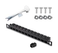 Overpassing Network Patch Panel, 12 Port 0.5U Rack Mountable CAT6 Patch Panel, Pro Network Mini Patch Pane, Easy to Install, Cable Distinction, No Rust and Durable(RJ45 Straight)