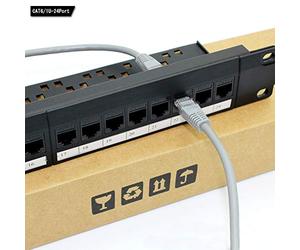 Overpassing Network Patch Panel, 24 Port 1U Rack Mountable CAT6 Patch Panel Pro RJ45 110 Network Mini Patch Pane, Easy to Install, Cable Distinction, No Rust and Durable(RJ45 Straight)
