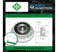 INA Overrunning Alternator Pulley 535011810 - Freewheel Clutch 070903024/070903024A for VW