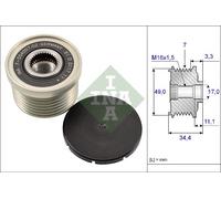 Overrunning Alternator Pulley fits BMW 320 2.0 06 to 13 N43B20A Clutch INA New