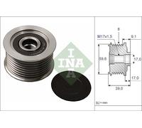 Overrunning Alternator Pulley fits MAZDA 6 GG, GH, GY 2.0D 02 to 10 Clutch INA