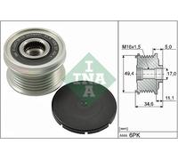 Overrunning Alternator Pulley fits SKODA FABIA 1.0 1.2 1.4 1.6 10 to 22 Clutch