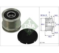 Overrunning Alternator Pulley fits VW VENTO 1H2 1.9D 91 to 98 Clutch INA Quality