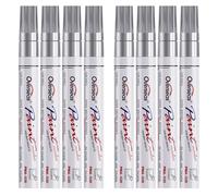 Overseas 8 Silver Paint Pens Permanent Markers, Oil Based Paint Markers | Medium Tip, Waterproof, Quick Dry, Fade Resistant, Great Coverage Marker Pen for Metal, Rock, Wood, Rubber, Plastic, Canvas