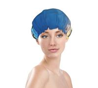 Overseas Islands Shower Cap for Women Reusable Bath Cap Upgrade Double Layers Bathing Hat Waterproof Elastic Bath Hair Caps for Women Ladies Spa Salon Hair Bath Hat