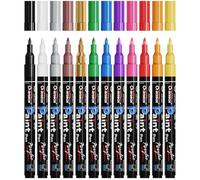 Overseas Paint Pens Paint Markers - 12 Colors Permanent Markers Acrylic Paint Pens, Water Based, 0.7mm Extra Fine Assorted Color Waterproof Marker Pen for Wood, Metal, Rock, Plastic, Glass, Canvas