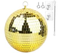 Oversevenls 200m Disco Ball Mirror Ball Set with Chain & Hook - Party Lighting Decoration for Events, Weddings, Halloween, Gold