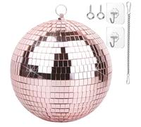 Oversevenls Disco Ball - 8 Inch Mirror Disco Ball, Ideal for DJ Club, Party, Wedding, Home Decor, and Live Stage with Hanging Ring for Easy Installation, Coral