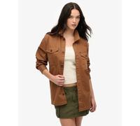 Superdry Merchant Herringbone Pluse Size Overshirt Brown XL Woman