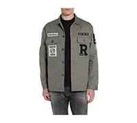 Overshirt with Patch and Logo, male, Replay, Casual Shirts, Green, M, Shirts M