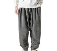 Oversize Corduroy Trousers for Men UK Elasticated Waist Classic Cuffed Tracksuit Bottoms Wide Leg Relaxed Fit Comfort Trousers with Pockets Casual Smart Mens Lightweight Sweatpants Grey